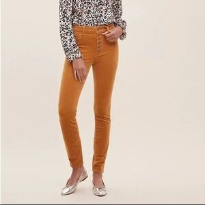 ❄️PILCRO Anthropologie Mustard Yellow Corduroy Button Fly Cropped Skinny Jeans